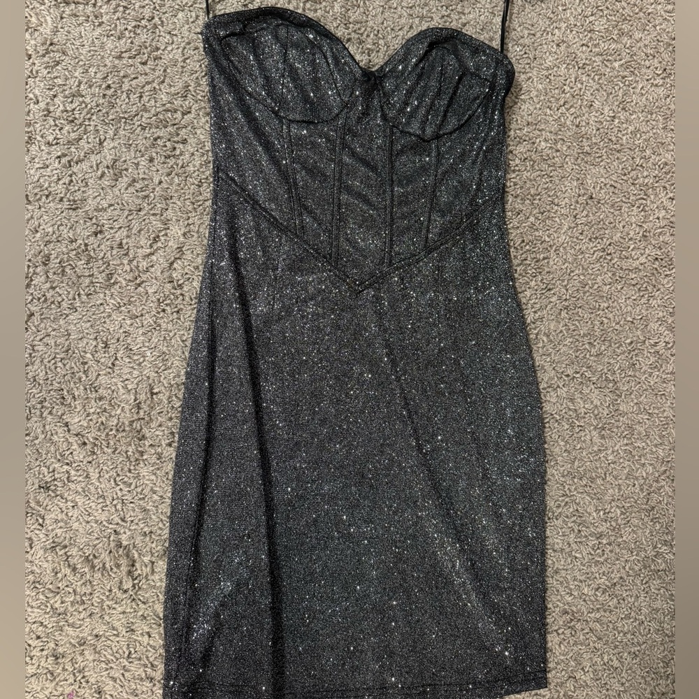 Small Glittery Gray Black Bodycon Dress
